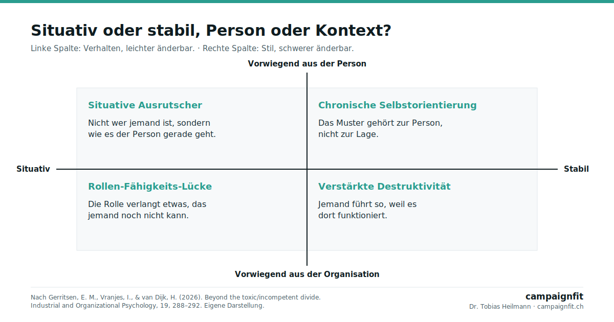 Vier-Felder-Modell destruktiver Führung nach Stabilität und Quelle